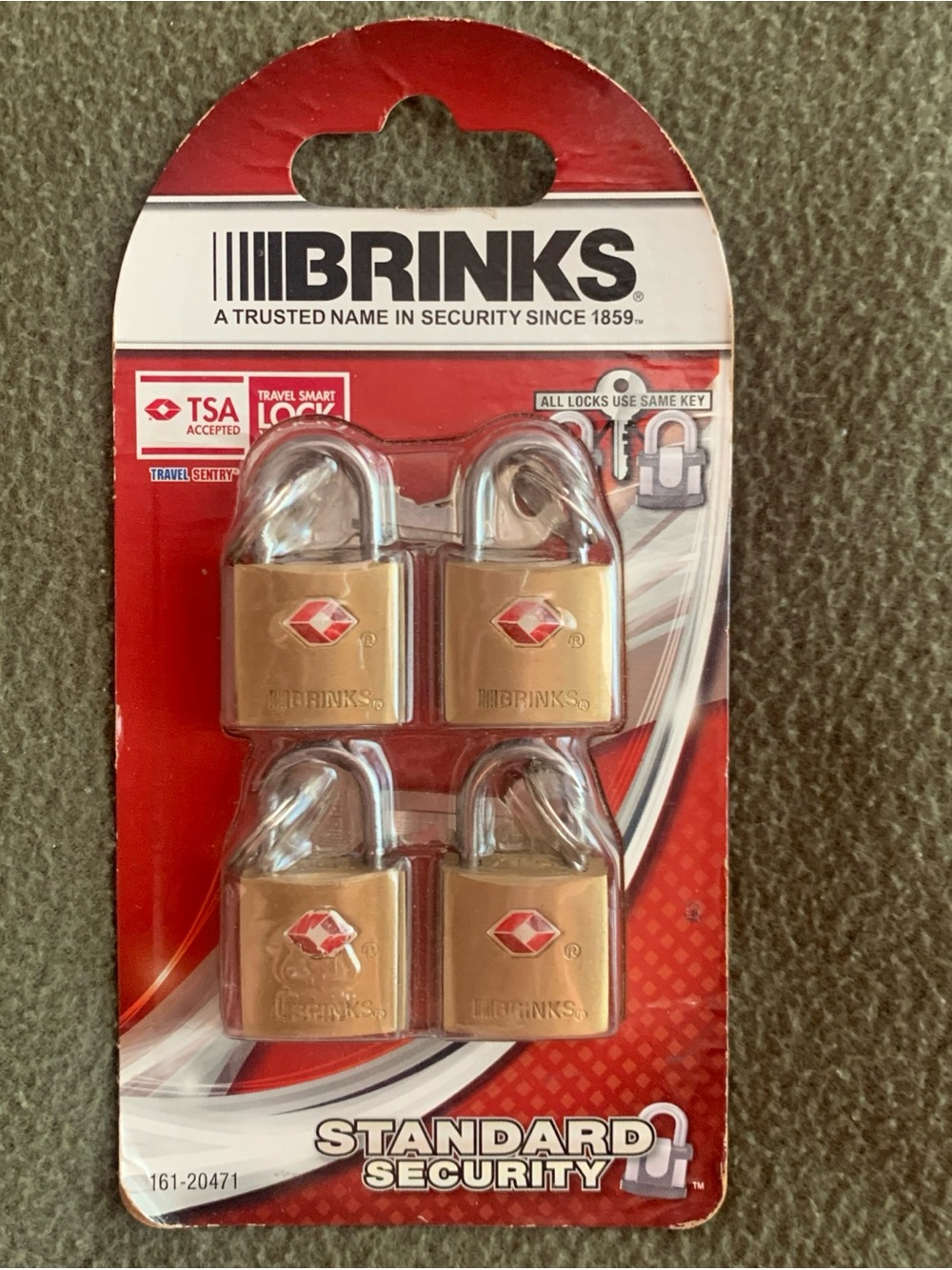 New Brinks TSA Accepted solid brass locks. Set of 4. 161-20471